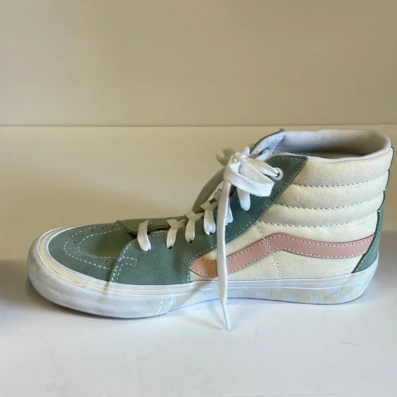 Vans Off The Wall Atlas 2 Green Pink Beige High Top Skateboard Athletic Shoes main image 2